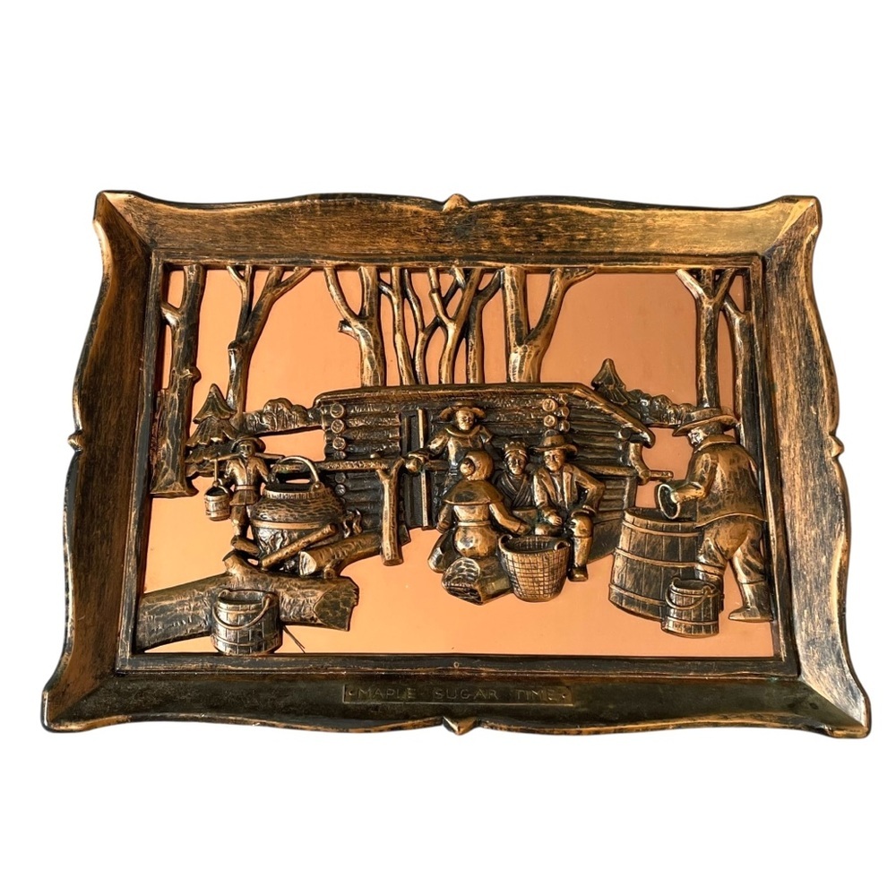 Vintage Coppercraft Guild Wall Art Maple Sugar Time Scene